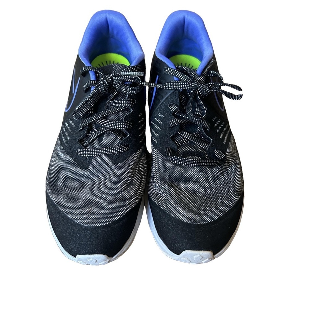 Nike Girls Black and Blue Violet Metallic Mesh Sneakers